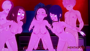 hd boku no hero hentai orgy yaoyorozu momo ochako uraraka kyoka jiro with deku todoroki bakugou with crempie 3d cartoon best