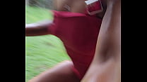 hd master pee on my saggy breast in the yard then i pee my panties being a good ebony whore slave best