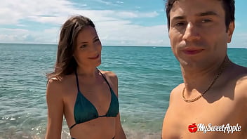 hd holiday vlog my wife goes topless and gives me a sneaky bj at the beach best